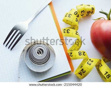 vegetables and fruits for weight loss, a measuring tape, diet, weight loss