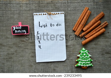 diary, notepad, gingerbread men, work, Christmas toys, plan for the day