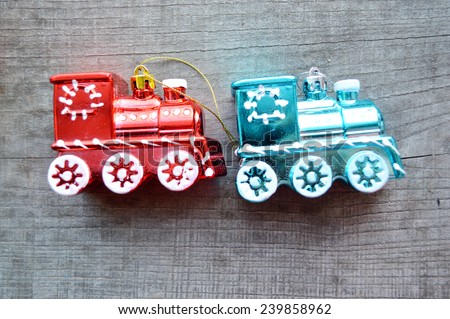 Christmas boots, toy train.Christmas toys, Christmas decorations, Christmas balls,