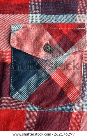red checkered shirt pocket closeup
