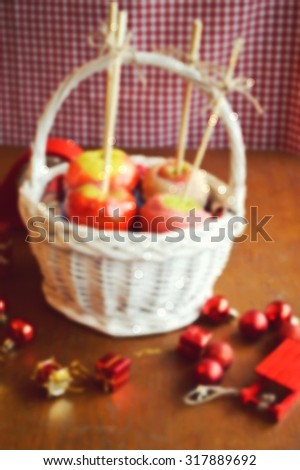Caramel candied apples.Christmas concept.