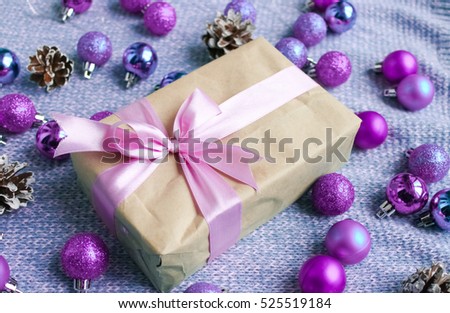 Christmas Gift Box And Christmas Decoration Stock Photo 525519184 : Shutterstock