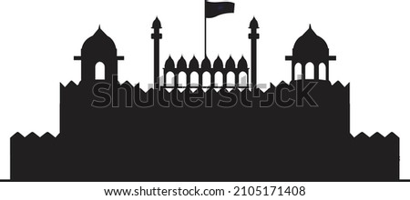 An Indian National card with red fort silhouette and text Vandematram on grunge background for Independence Day and Republic Day.