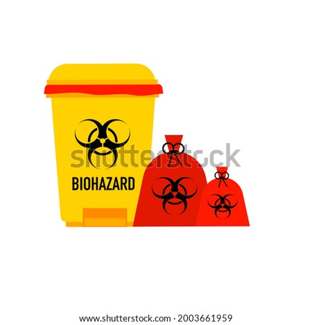 Biohazards waste icons. Biohazards trash and garbage bag.