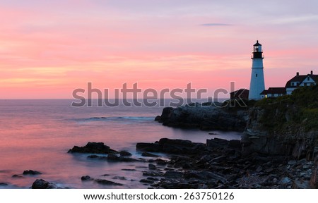 The Portland Head Light Under Sunrise skies, Portland, Maine, USA