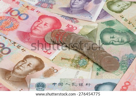 All Sorts of Chinese Banknotes and Coins