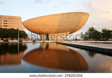 Albany, New York - July 19, 2015: The Egg is a performing arts venue in Albany, New York. Named for its shape, the building was located at the Empire State Plaza.