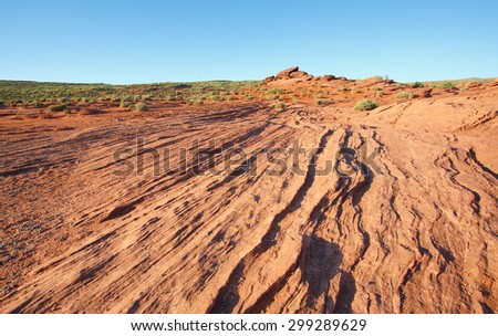 Page, Arizona - July 7, 2015: The Flowing Rock Near Horseshoe Bend, Page Arizona, USA.