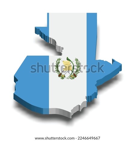 Guatemala 3d map with flag