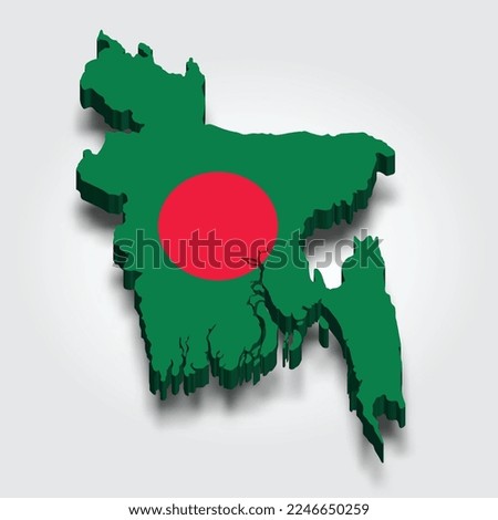 Bangladesh 3d map with flag