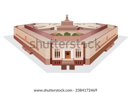 New Indian parliament building with old parliament vector illustration