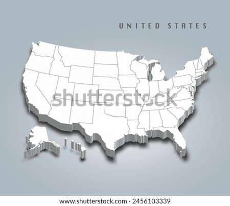 3D Map of United state of america with region