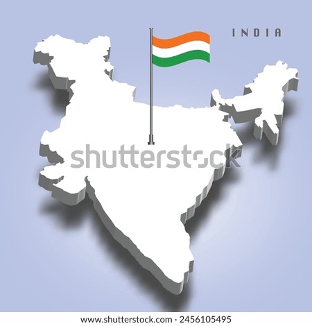 India 3d map, waving tricolour on it