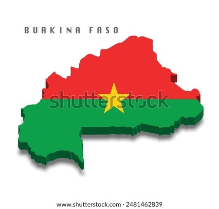 Burkina Faso 3d flag map on white background