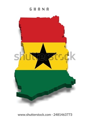 Ghana 3d flag map on white background