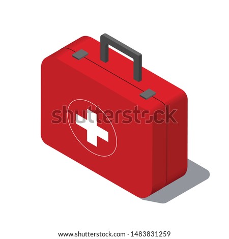 First aid kit isolated on white background. Isometric vector illustration for web, infographic and etc.