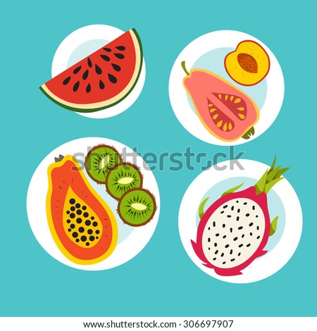 Healthy food, fruit. Cartoon flat style. Vector illustration