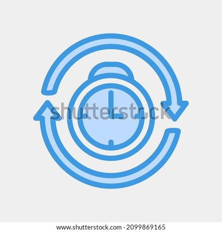 Reschedule icon vector illustration in blue style about calendar and date, use for website mobile app presentation