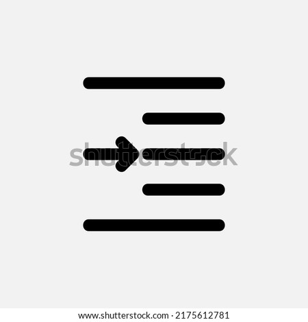 Right indent icon in line style about text editor, use for website mobile app presentation