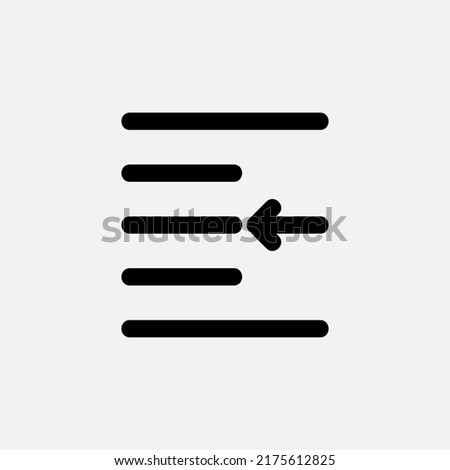 Left indent icon in line style about text editor, use for website mobile app presentation
