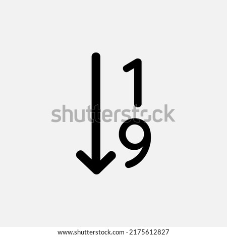 Sort number icon in line style about text editor, use for website mobile app presentation