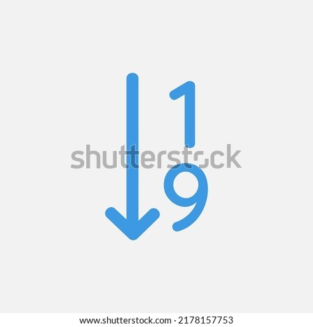 Sort number icon in blue style about text editor, use for website mobile app presentation
