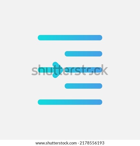 Right indent icon in gradient style about text editor, use for website mobile app presentation