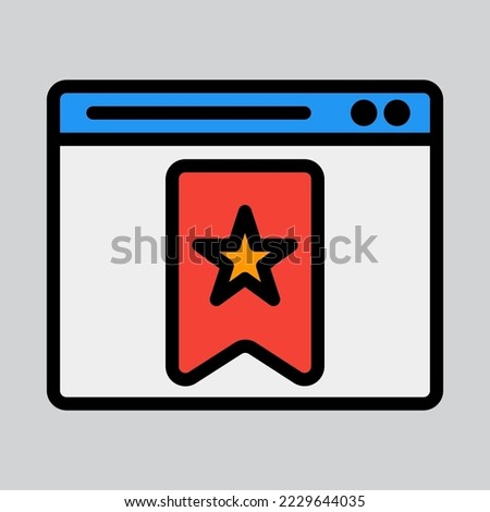 Bookmark icon in filled line style about browser, use for website mobile app presentation