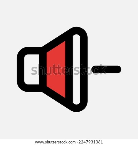Volume down icon in filled line style about multimedia, use for website mobile app presentation