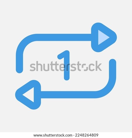 Repeat once icon in blue style about multimedia, use for website mobile app presentation