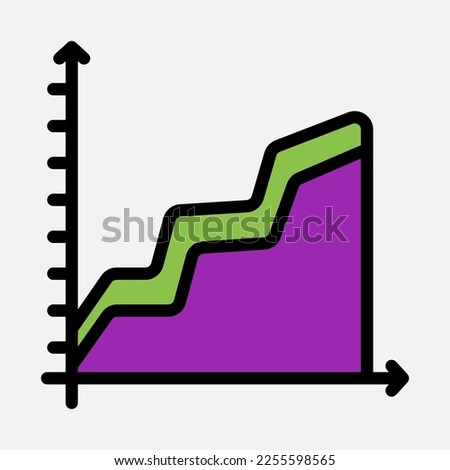 Area chart icon in filled line style, use for website mobile app presentation