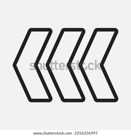 Fast backward arrow icon vector illustration in line style, use for website mobile app presentation