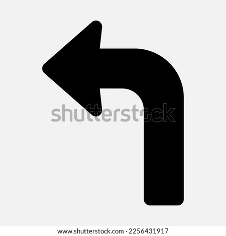 Turn left arrow icon vector illustration in solid style, use for website mobile app presentation