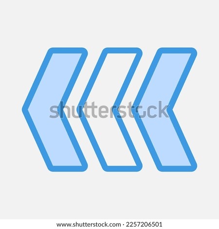 Fast backward arrow icon vector illustration in blue style, use for website mobile app presentation