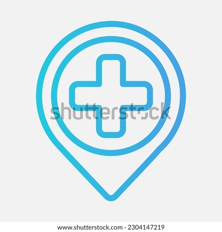 Hospital location icon in gradient style, use for website mobile app presentation