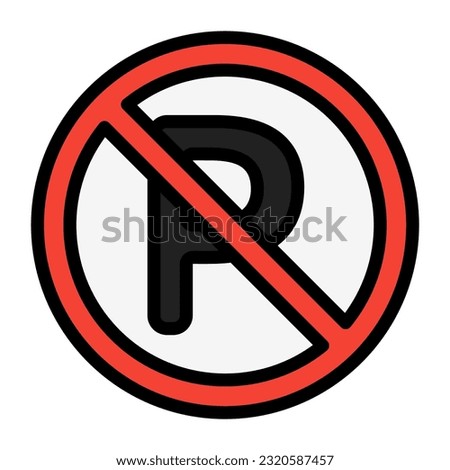 No parking icon in filled line style, use for website mobile app presentation