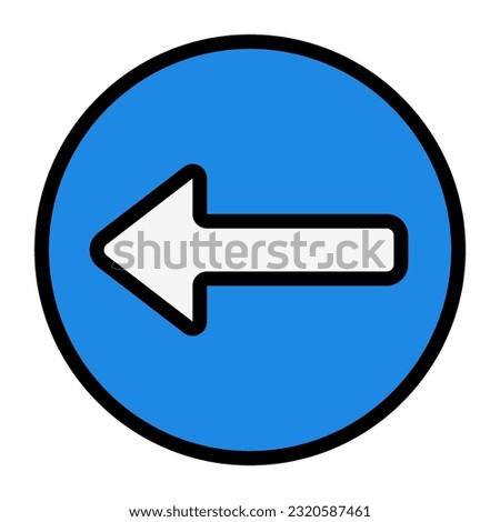 Turn left icon in filled line style, use for website mobile app presentation