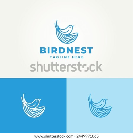 minimalist unique bird house line art label logo vector illustration design. simple modern bird nest logo concept