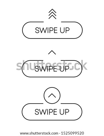 Three white swipe up icon. Scroll arrow up drag button up social media interface action icon. Vector illustration.