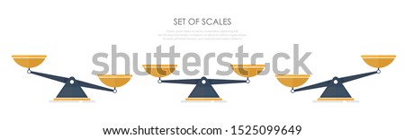 Vector of set of different scales in a flat style on white background.