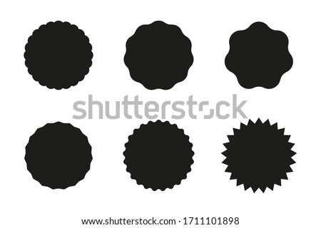 Set of black starburst badges icon. Sunburst stickers for price, promo, quality, sale tags. Vector illustration.