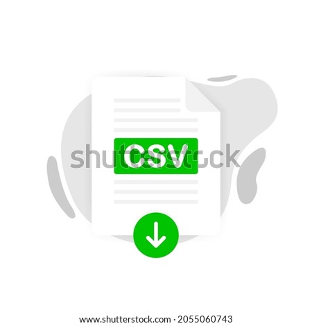 Download CSV icon file with label on white background. Downloading document concept. Vector illustration.