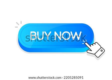 Buy Now 3d button. Mouse touched button for buying product. Vector illustration.