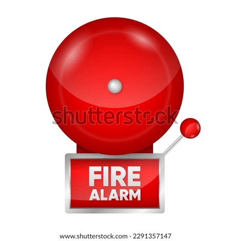 Realistic Fire Alarm Bell Isolated on a white background. System emergency signal. Prevention, emergency, warning bell. Vintage signaling. Vector illustration.