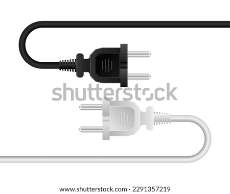 Electrical Plug. The concept of connection. Connection concept. Black or white electrical plug. Wire, cable power outage. Vector illustration.