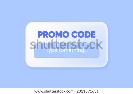 Modern 3D template with promo code. Enter the promo code to use the discount. Modern design. Vector illustration.