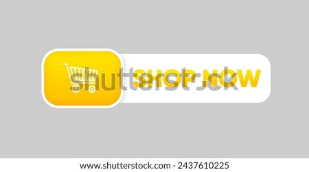 Shop Now. Buy now button with shopping cart. Modern button for web site. Online shopping. Vector illustration.