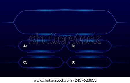 Quiz game or intellectual challenge contest template. Quiz blue neon. TV show or trivia game. Vector illustration.