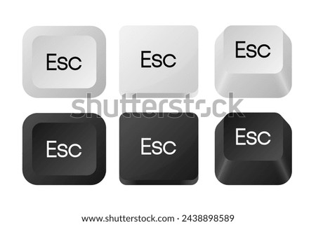 Esc keyboard button icon of different types. Computer button Isolated on white. Vector illustration.