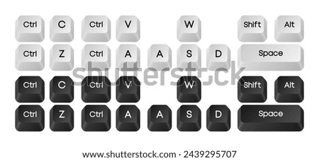 Computer key combinations. Set of key combinations. Command set icons. Computer keyboard button set. Vector Illustration.